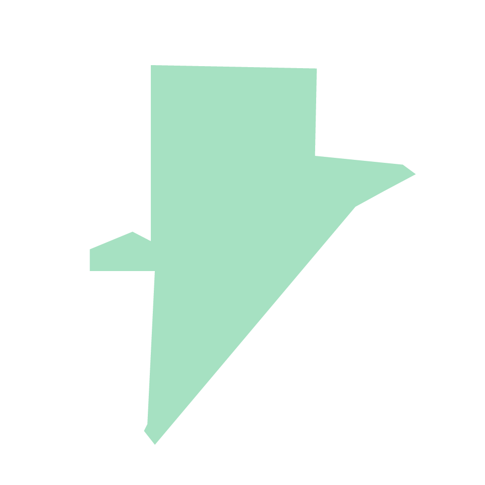 Green arrow pointing diagonally down and right on white background